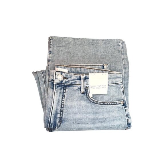 LC Lauren Conrad Womens Super High Rise Raw Hem Wide Leg Jeans Sz 10 New - Picture 3 of 12